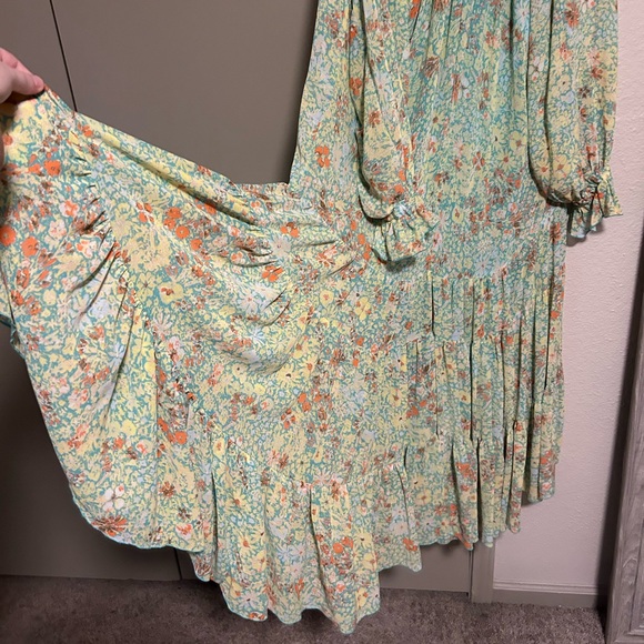 Free People Feeling Groovy Midi Maxi Dress Size Small  70s Chartreuse Floral - Picture 8 of 9